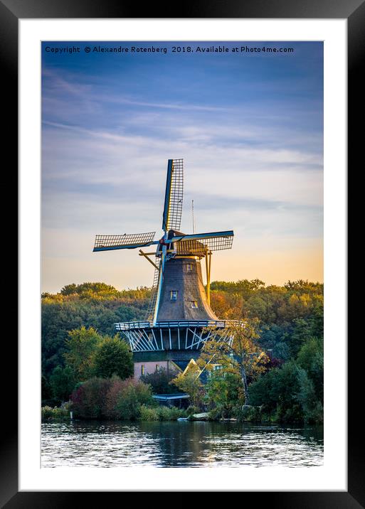 Dutch Windmill at sunrise Framed Mounted Print by Alexandre Rotenberg