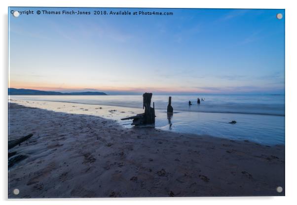 Blue Anchor Bay Sunset Acrylic by Thomas Finch-Jones