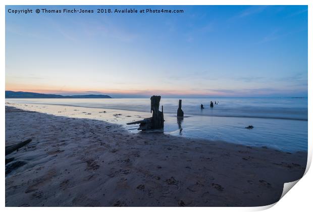 Blue Anchor Bay Sunset Print by Thomas Finch-Jones
