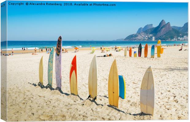 Surfboards in Ipanema Canvas Print by Alexandre Rotenberg