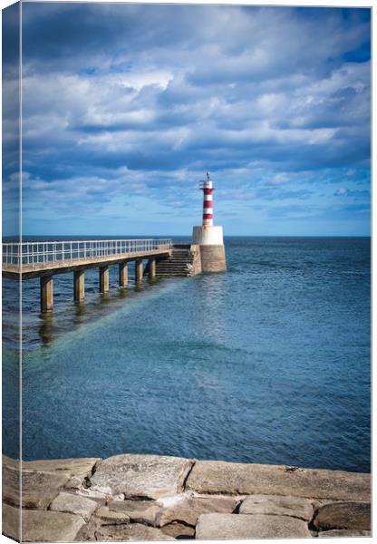 Amble Pier Lighthouse in Northumberland Canvas Print by Phil Page