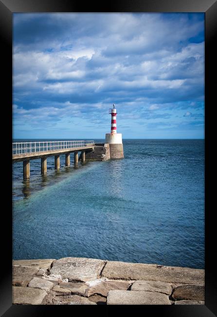 Amble Pier Lighthouse in Northumberland Framed Print by Phil Page