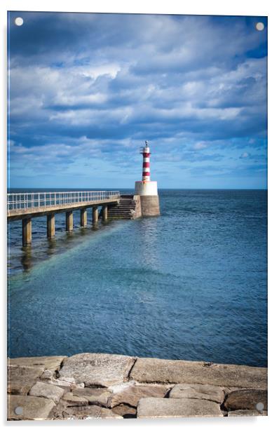 Amble Pier Lighthouse in Northumberland Acrylic by Phil Page