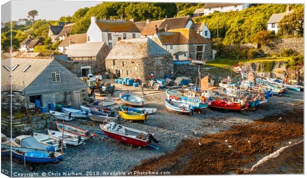 Cadgwith Cove | Fishing boats on the beach Canvas Print by Chris Warham