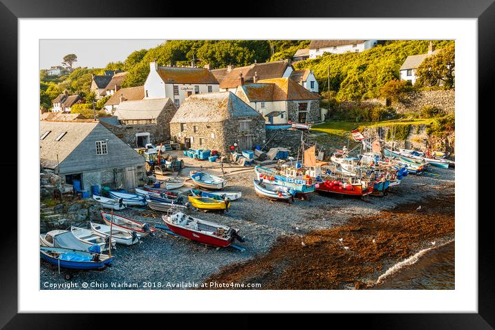 Cadgwith Cove | Fishing boats on the beach Framed Mounted Print by Chris Warham