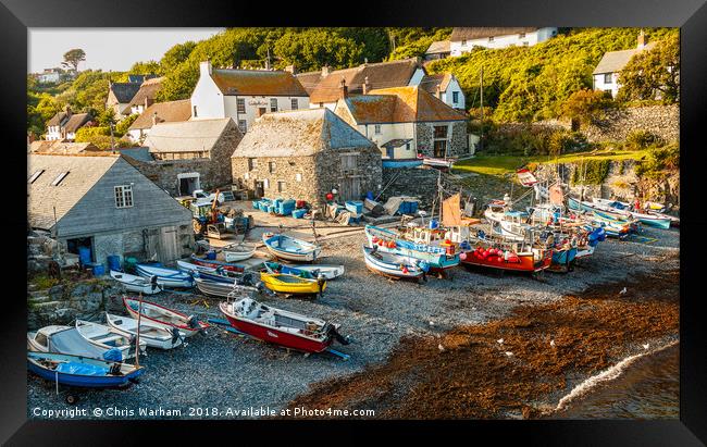 Cadgwith Cove | Fishing boats on the beach Framed Print by Chris Warham