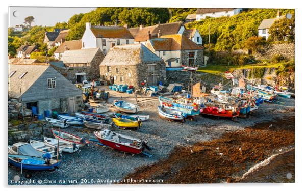 Cadgwith Cove | Fishing boats on the beach Acrylic by Chris Warham