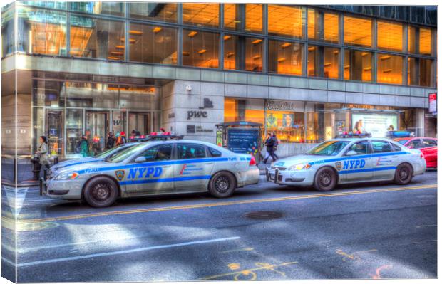 NYPD Police Cars Canvas Print by David Pyatt