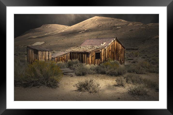 Bodie Ghost Town Shack in the Moonlight Framed Mounted Print by paul lewis