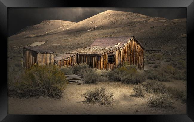 Bodie Ghost Town Shack in the Moonlight Framed Print by paul lewis