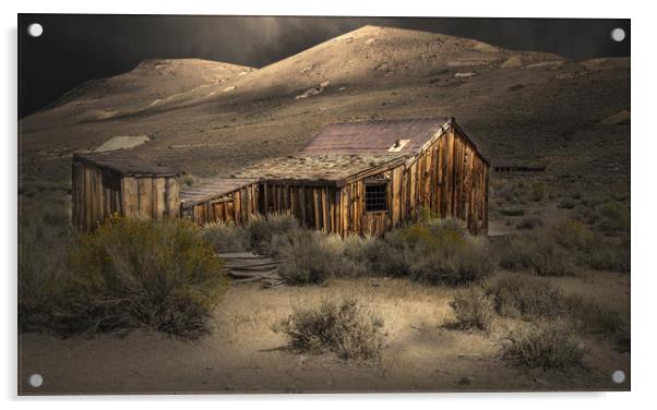 Bodie Ghost Town Shack in the Moonlight Acrylic by paul lewis