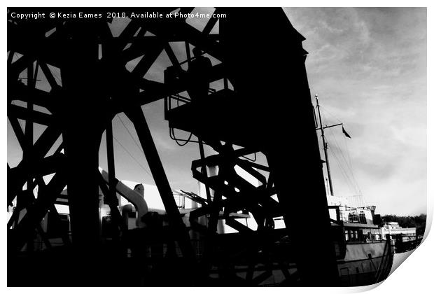 Cranes over Bristol Docks Print by Kezia Eames