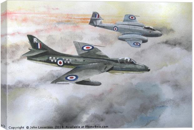 Hawker Hunter and Gloster Meteor Canvas Print by John Lowerson