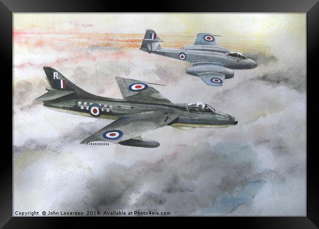 Hawker Hunter and Gloster Meteor Framed Print by John Lowerson