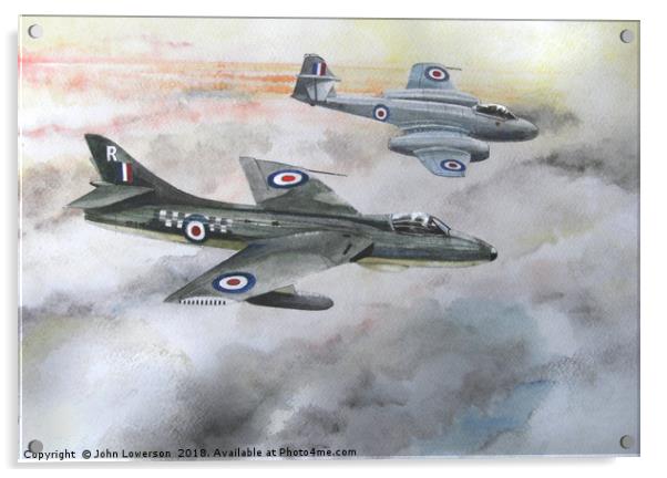 Hawker Hunter and Gloster Meteor Acrylic by John Lowerson