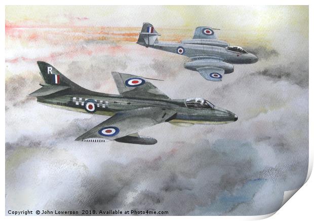 Hawker Hunter and Gloster Meteor Print by John Lowerson