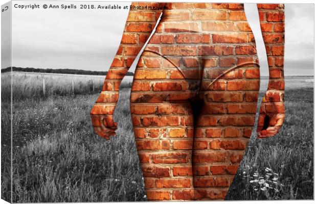 Urban Girl on Landscape Canvas Print by Ann Spells