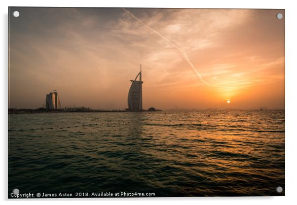Sunset over the Palm Dubai Acrylic by James Aston