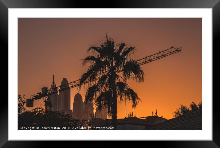 Sunset over the Internet City Dubai Framed Mounted Print by James Aston
