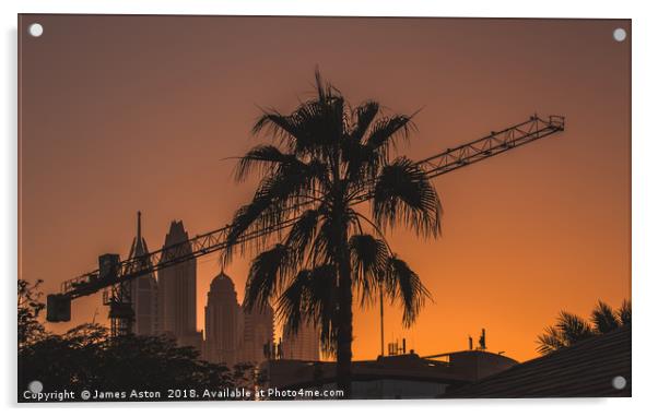 Sunset over the Internet City Dubai Acrylic by James Aston