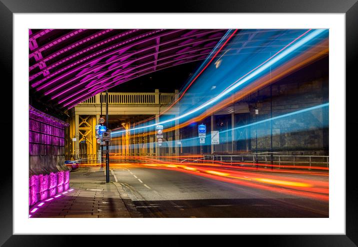 Light Trails High Level Bridge Framed Mounted Print by Naylor's Photography