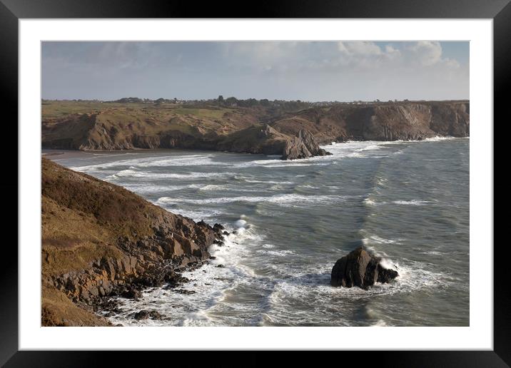 Three Cliffs Bay  Framed Mounted Print by Leighton Collins