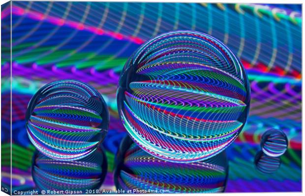 Abstract art Three Glass balls in LED colour Canvas Print by Robert Gipson