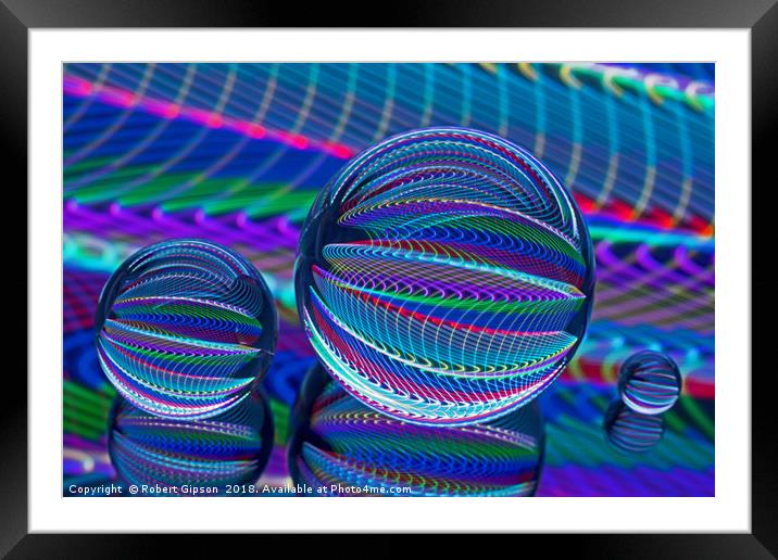 Abstract art Three Glass balls in LED colour Framed Mounted Print by Robert Gipson