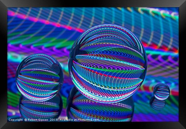 Abstract art Three Glass balls in LED colour Framed Print by Robert Gipson