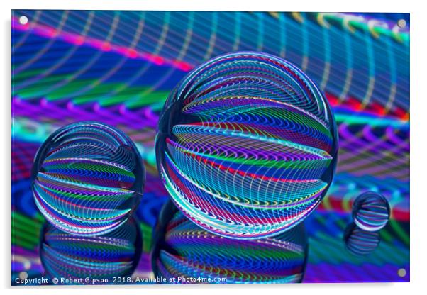 Abstract art Three Glass balls in LED colour Acrylic by Robert Gipson