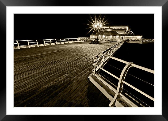 Cromer Pier at Night 1 Sepia Framed Mounted Print by Paul Macro