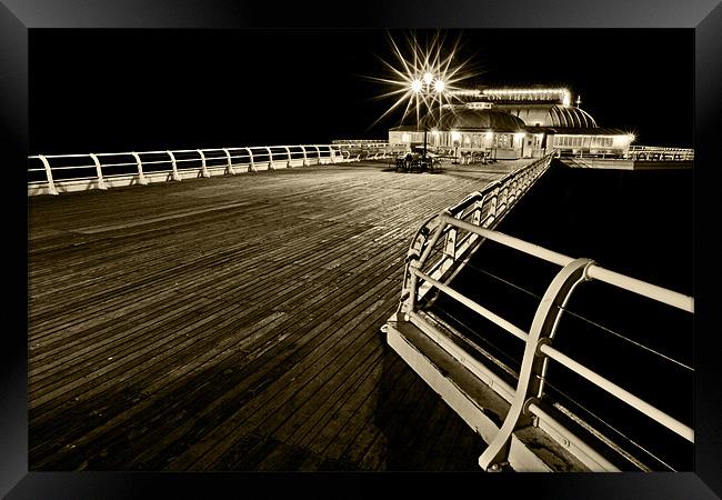 Cromer Pier at Night 1 Sepia Framed Print by Paul Macro