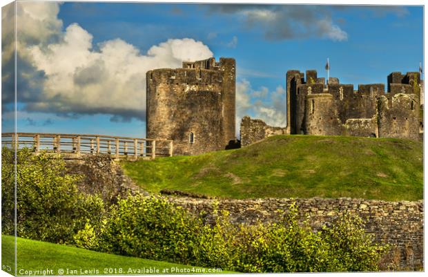 Western Gateway to Caerphilly Castle Canvas Print by Ian Lewis