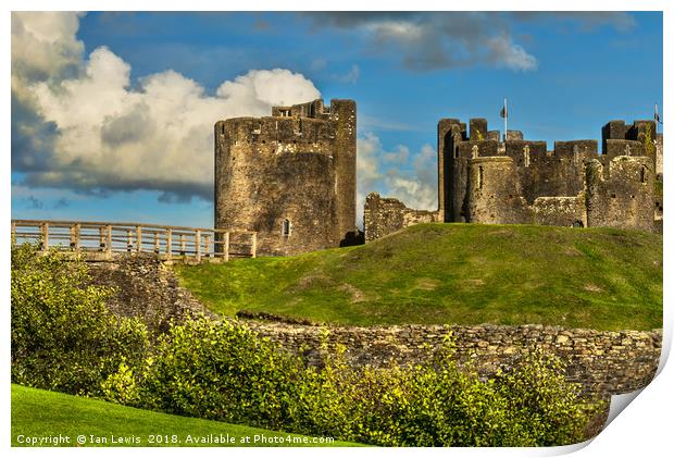 Western Gateway to Caerphilly Castle Print by Ian Lewis