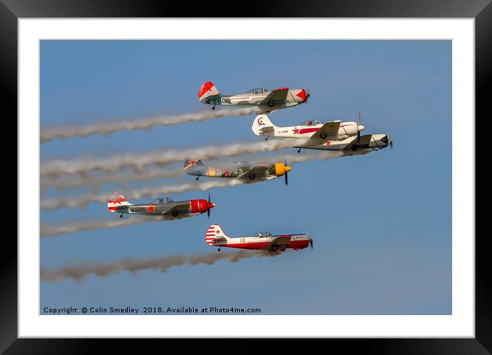 Six Yak-50 formation - The Yakovlevs Framed Mounted Print by Colin Smedley