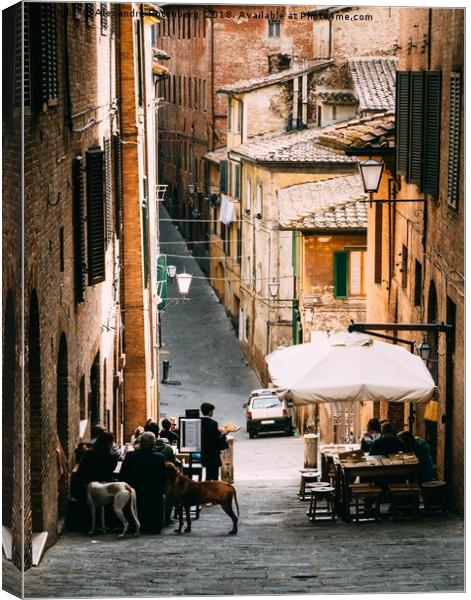 Aperitivo time in Siena, Tuscany, Italy Canvas Print by Alexandre Rotenberg