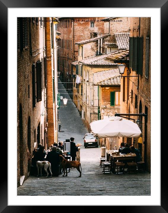 Aperitivo time in Siena, Tuscany, Italy Framed Mounted Print by Alexandre Rotenberg