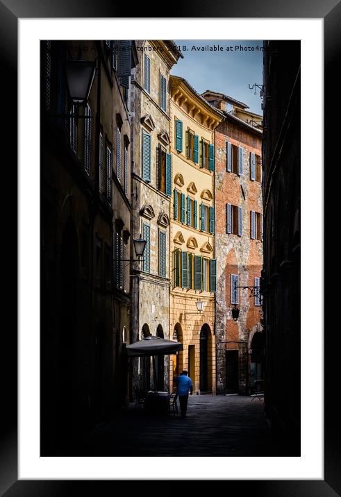 Small street in Siena, Tuscany, Italy Framed Mounted Print by Alexandre Rotenberg