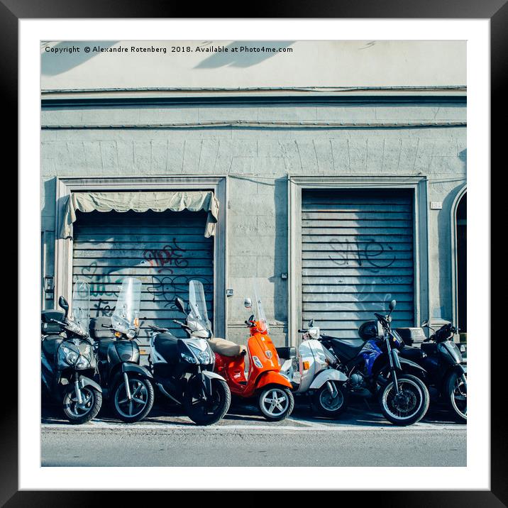 Red Italian vespa Framed Mounted Print by Alexandre Rotenberg