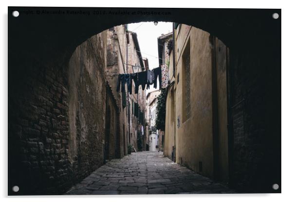Dark alleyway in Siena, Tuscany, Italy Acrylic by Alexandre Rotenberg