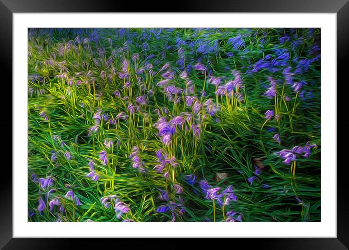 British Bluebells using an oil painting filter Framed Mounted Print by Leighton Collins
