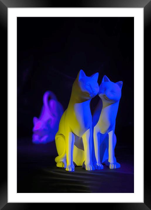 Blue alabaster cats. Framed Mounted Print by Bryn Morgan