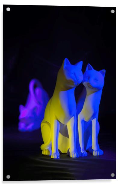 Blue alabaster cats. Acrylic by Bryn Morgan