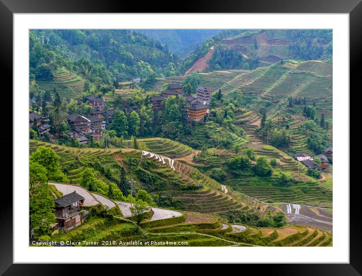 Dragon Backbone's Rice Terraces Framed Mounted Print by Claire Turner