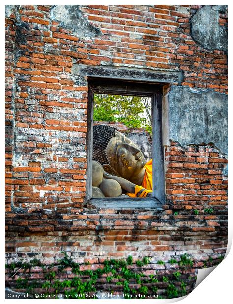 Window to buddha Print by Claire Turner