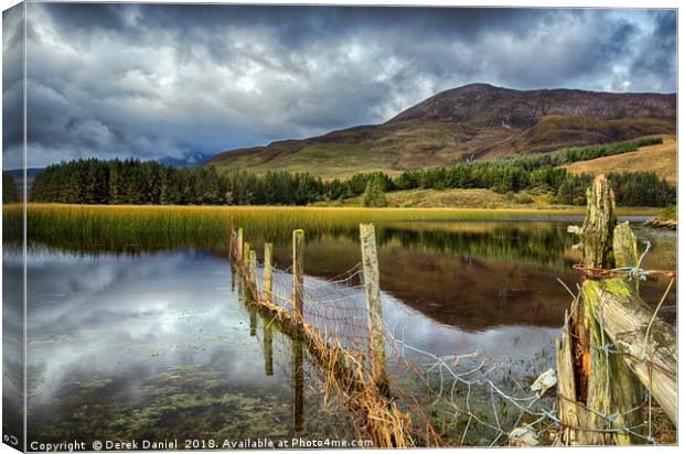 Moody Reflections of Loch Cill Chriosd Canvas Print by Derek Daniel