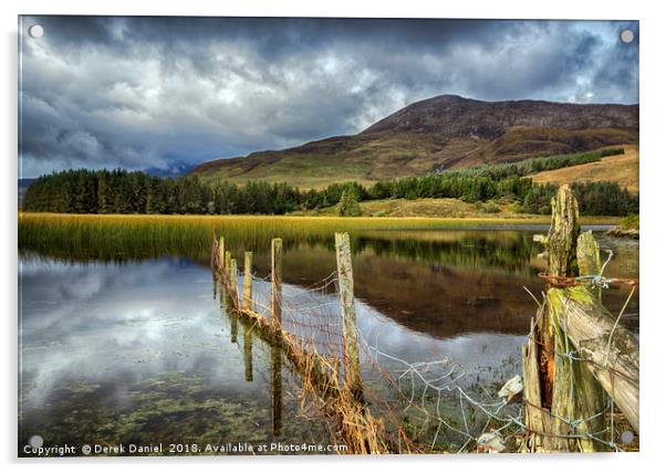 Moody Reflections of Loch Cill Chriosd Acrylic by Derek Daniel