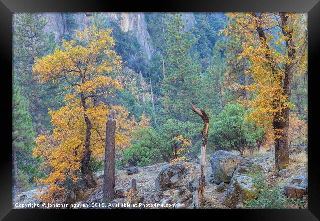 Yosemite In Autumn Framed Print by jonathan nguyen