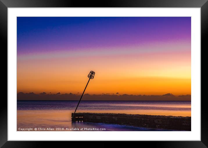 Sunset at Worthing Seafront Framed Mounted Print by Chris Allen