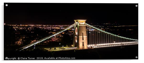 Clifton suspension bridge by night Acrylic by Claire Turner